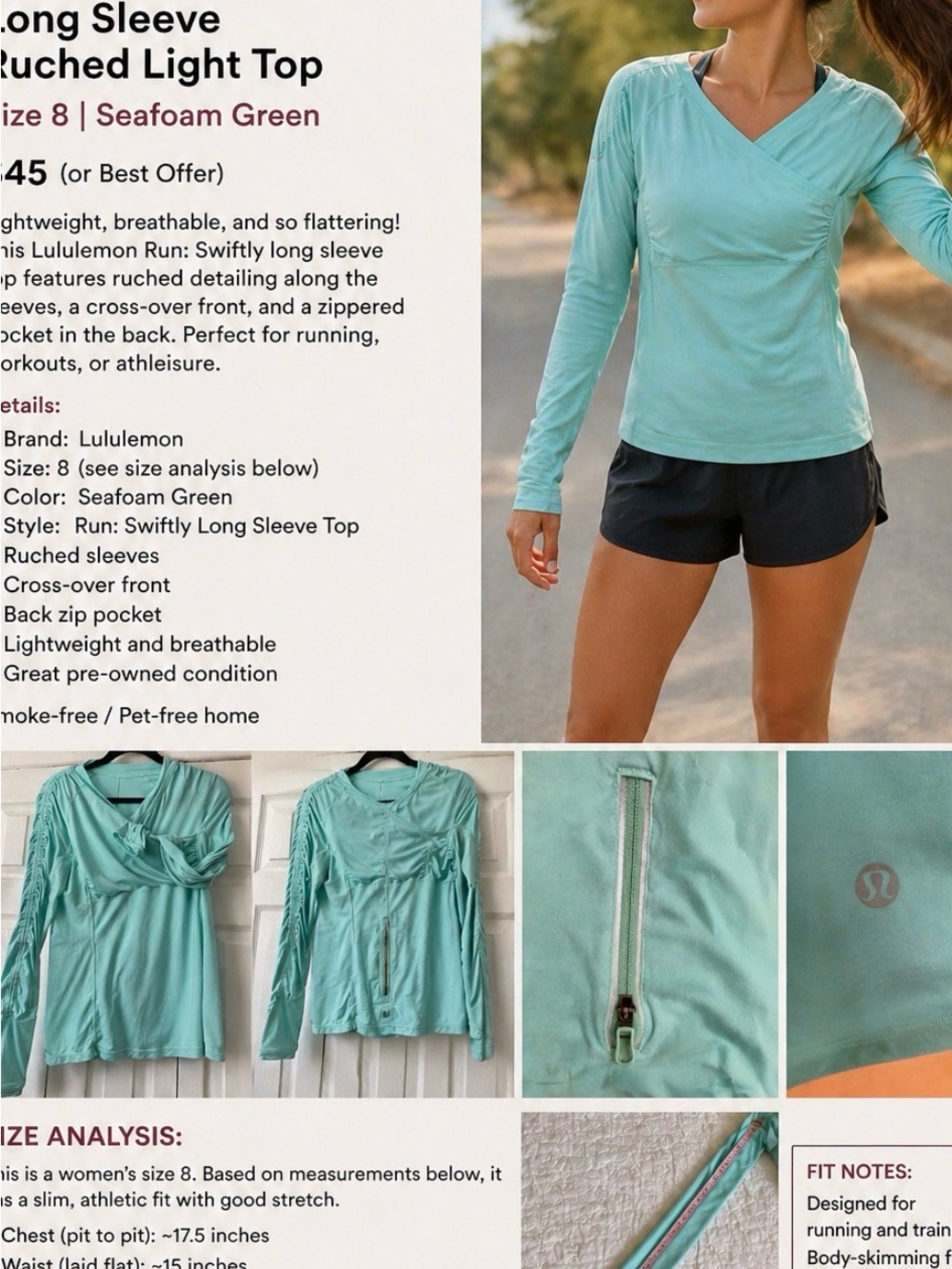 lululemon athletica Aqua Wrap-Style Long Sleeve Top